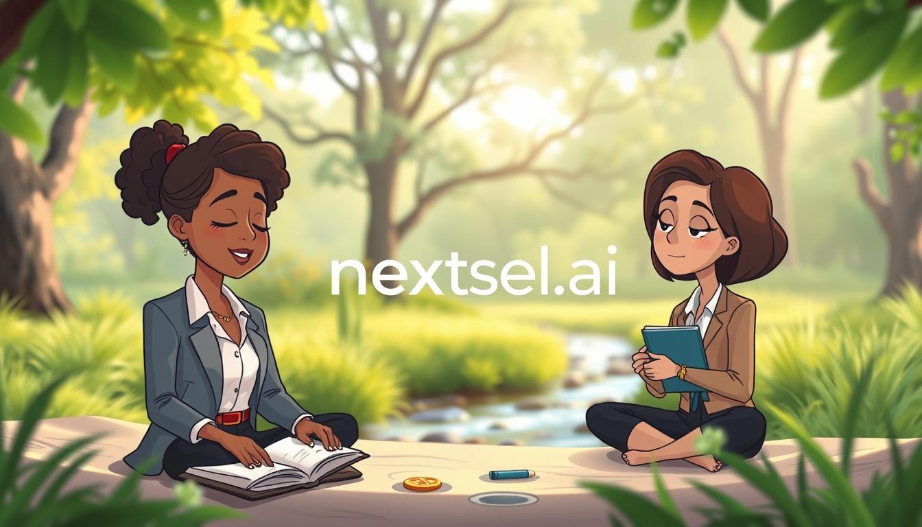 A calm, light-filled room with a journal and a person sitting quietly in reflection, evoking the journal's grounded wellbeing focus.